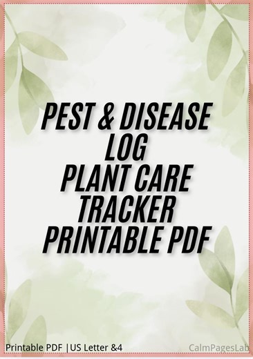 Plant Pest and Disease Log Printable | Houseplant Care Tracker | Plant Treatment Journal | Digital Download Calmpageslab - Etsy