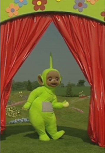 Dipsy Teletubby Behind the Curtain