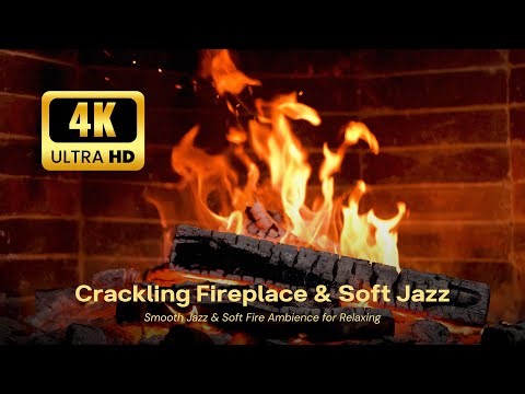 ❄️ Holiday Fireplace Ambience 4K UHD – Relaxing Jazz Piano and Fire Sounds for Winter Sleep