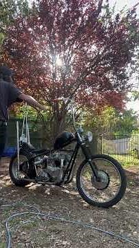 1961 Triumph pre unit 750 chopper. First start up with new exhaust.