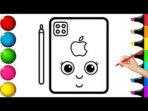 How To Draw a cute Tablet Drawing, Painting & Coloring For Kids and Toddlers_🌈🎨