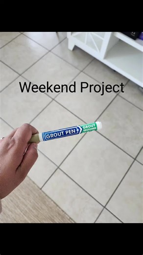 Using a grout pen to lighten up our floor! #groutpen #floor #beforeandafter #weekendproject #fyp #diy