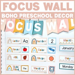 Boho Rainbow Classroom Decor Preschool Focus Wall
