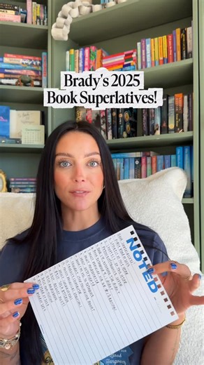 Brady Lockerby on Instagram: "my 2025 book superlatives 📚🏆 tag me if you remake this! questions below: 1. First read of 2025 2. Shortest book you read 3. Longest book you read 4. Prettiest/your favorite cover 5. A book you loved, but everyone else didn’t 6. A book everyone else loved, but you didnt 7. Book with the highest average GR star rating 8. Most underrated 9. Most overhyped 10. The book you recommended the most 11. Most read book per my recommendation 12. A book you can’t stop thinking