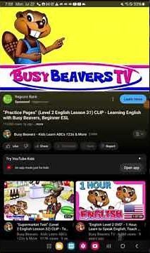 practice pages level 2 English lesson 31 clip learning English with busy beavers beginner ESL revers