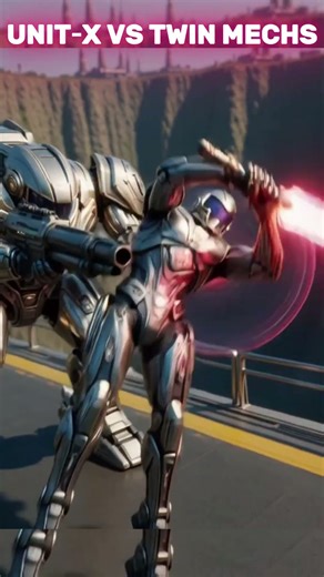 Final Showdown — Unit‑X vs Twin Mechs #combat #futuretech #cybersoldier #droneswarm #unitx #galactic