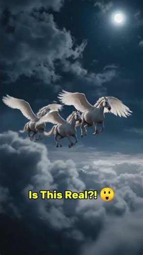 Is This Real?! 🐎 Winged Horses Flying in the Night Sky 😲#shorts
