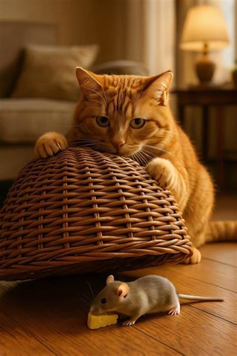 Shocking! The Cat Sets a Trap with Cheese, Will the Mouse Escape?#cute #cat #Mouse#Trap
