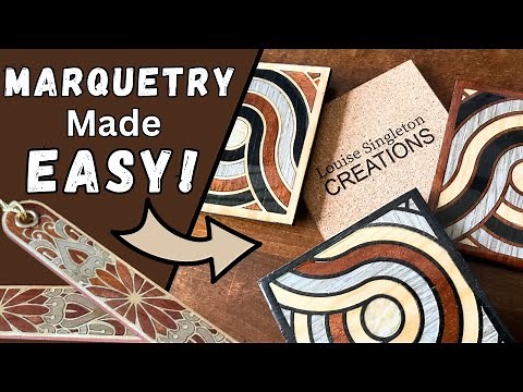 Marquetry Coasters - The WeCreat Vista made this so EASY! Laser Cut Wood & Shell Veneer