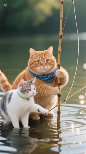 Kucing Ini Ajak Temannya Mancing… Hasilnya Bikin Senyum! 🎣🐱