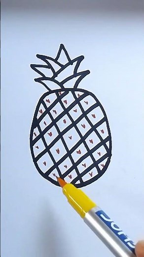 how to draw a pineapple |Easy pineapple drawing #drawing #coloring
