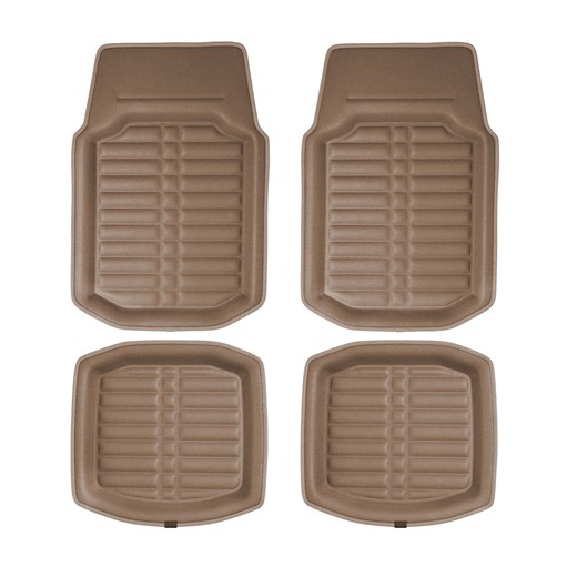 FH Group PU Leather Floor Mats for Auto Car SUV Van Deep Tray Waterproof - Beige