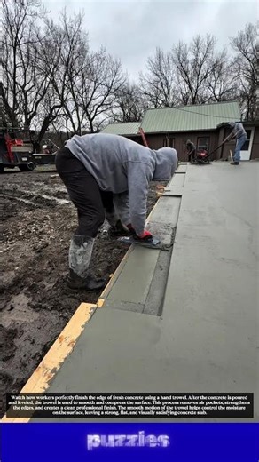 Wow, Satisfying Concrete Finishing Process | Perfect Edge Trowel Work #shorts