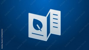 White line Vegetarian food menu icon isolated on blue background. Vegan food menu for restaurant and cafe. 4K Video motion graphic animation