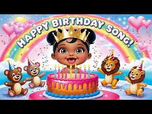 🎉 Happy Birthday Song for Kids | Cute Baby Birthday Song with Lyrics & Animation 🎂🌈