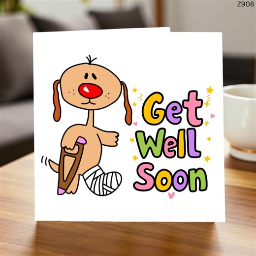 Get Well Soon Card, Cute Dog Greeting Card, Funny Get Well Card, Humorous Card for Sick Friend, Get Well Gift, Cheer up Card - Etsy