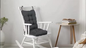 Non-Slip Rocking Chair Cushion Set with Thick Tufted Design, Set of Seat & Back Cushion with Ties for Rocking Chair Cushions Indoor,Classic Linen Fabric(21×17/17×17,Dark Gray)