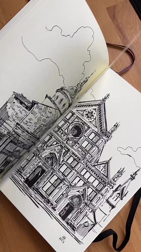 Sketch Drawings of Famous Buildings - Architecture Painting
