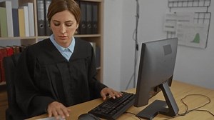 Female Judge Working On Computer Office Stock Footage Video (100% Royalty-free) 3665233707 | Shutterstock