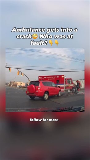 IG’s Worst Drivers on Instagram: "An ambulance was pushing through a red light with full lights and sirens, trying to clear the intersection, when a red SUV kept moving through and hit them hard. You can see the exact moment the driver doesn’t slow down or yield, and everything goes sideways instantly. The impact spins the ambulance and leaves both vehicles heavily damaged, turning a normal emergency run into a second emergency of its own. It’s a sharp reminder that even when you have the green,