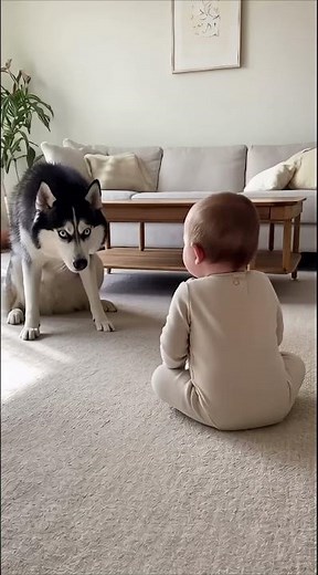Baby Plays Peekaboo with a Husky — And Every Face Gets Funnier! 😂🐶👶 | Realistic Cute Short