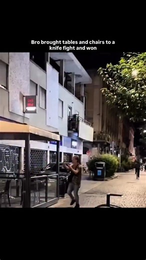 17K views · 20 reactions | A man shows up with a knife outside a late-night bar, but the staff stay calm and smart—using café tables and a chair to keep distance, knock the blade away, and hold him until help arrives. A sharp lesson in improvised defense #caughtoncamera #street #quickthinking #barsafety #situationalawareness | StrangeandTerrifying | Facebook