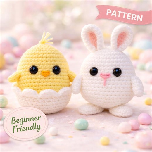 Easter Chick & Bunny Crochet Pattern PDF | Easy Amigurumi Easter Toys Tutorial | Beginner-friendly | Instant Download - Etsy