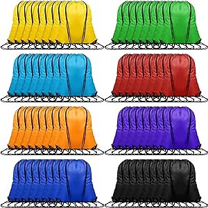 Amazon.com | Boao 120 Pcs Drawstring Backpacks 8 Color Draw String Sports Bags Gym Cinch Sack Nylon String Backpack Bulk Plain Sport Bag for Gym Swimming Fitness Sports Team | Drawstring Bags