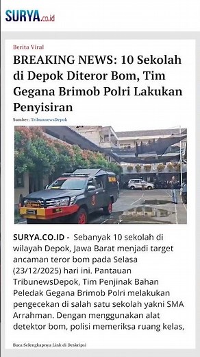 BREAKING NEWS: 10 Sekolah di Depok Diteror Bom, Tim Gegana Brimob Polri Lakukan Penyisiran!