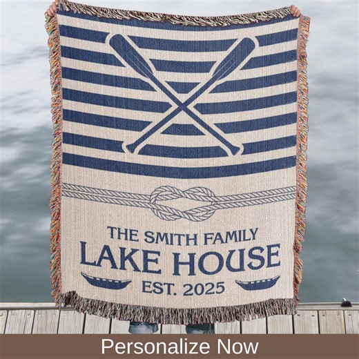 Lake House Blanket, Personalized Woven Throw for Cottage Owners, Lake House Decorating, Custom Family Name Lake Decor, Cottager Gifts - Etsy