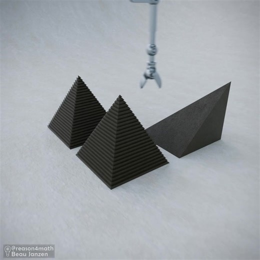 Seeing how the volume of a square pyramid relates to a cube of the same height. And, how that same relationship relates to other pyramids including a cone. | Meme for mathematicians