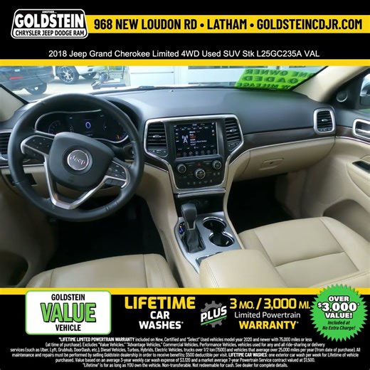 2018 Jeep Grand Cherokee Limited 4WD Used SUV Stk L25GC235A VAL