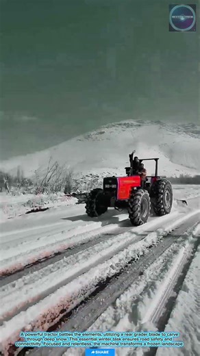 Powerful & Relentless: Heavy-Duty Tractor with Rear Grader Blade for Efficient Snow Removal