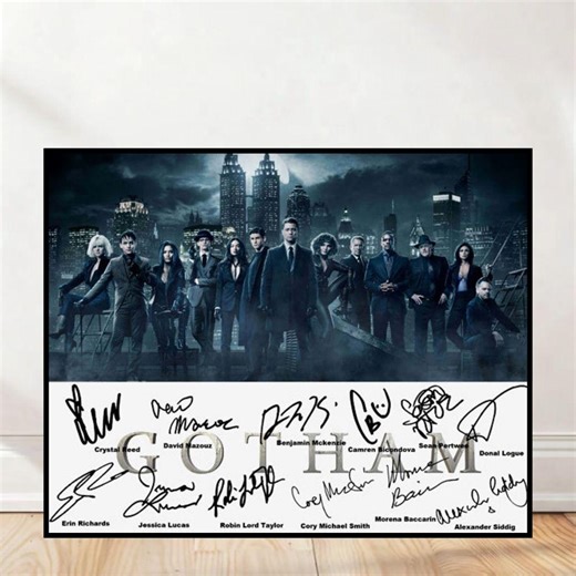 Gotham TV Series Cast Poster With Signatures and Cityscape Background at Night - Etsy