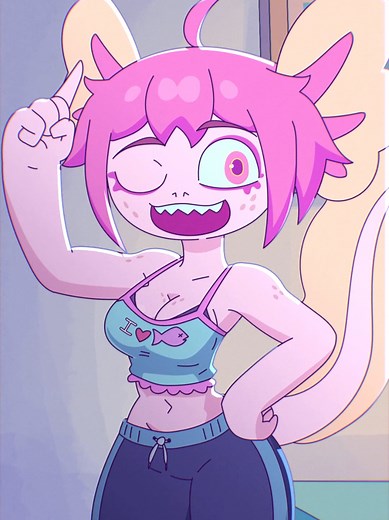 Stinky axolotl She only showers once or twice a week. #animation #vitzypie #axolotl #anime #cartoon