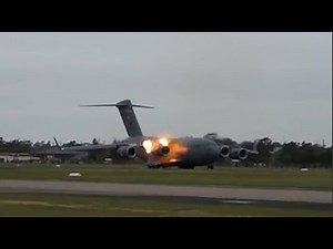 USAF C17 Engine backfire!
