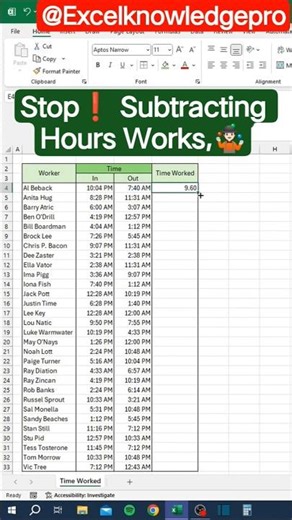 Calculate Work Hours in Seconds in Excel ⚡ | Easy Formula Trick #trick #excel