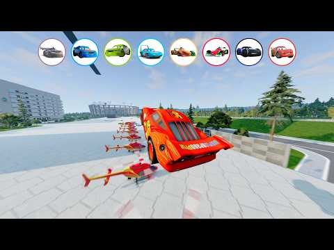 WALL & RING & HELICOPTER vs PIXAR CARS | 🚀 Which Pixar Cars Can Survive? 🤔 - BeamNG Drive