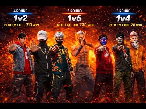 FREE FIRE BR CUSTOM 🔥 Redeem Code Giveaway 💎 ₹30 Only | 15 Kill + BOOYAH Challenge 😱 Live Winner!