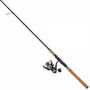 Quantum Benchmark Spinning Reel and Fishing Rod Combo, 7-Foot, 1-Piece, Light Power, Fast Action Rod, Graphite Composite Blank, Size 2500 Reel, 5 1 Bearings, 6.2:1 Gear Ratio, Silver/Blue