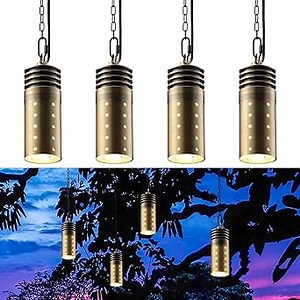 LEONLITE Low Voltage Hanging Lights Outdoor, LED Landscape Pendant Lights, UL Listed, 12V Hanging Tree Light for Gazebo, Pergola, Garden, Aluminum, IP65, 2700K Soft White, Brass Bronze, Pack of 4