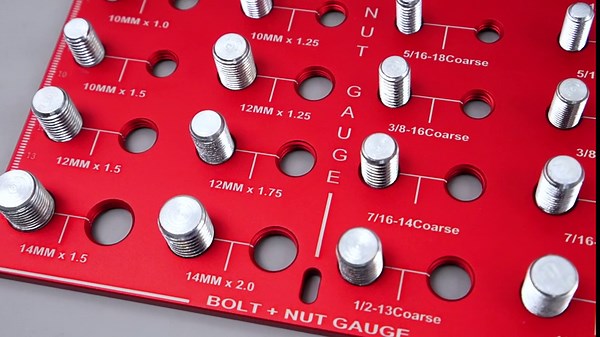 Txkrhwa Thread Checker, Nut and Bolt Thread Checker Set, Aluminum Alloy 28 Bolt and Nut Identifier Gauge Inch and Metric Size, Precise Screw Size and Thread Gauge Measuring Tool for Nuts Bolts Gauge