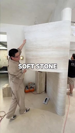 Mark Sun on Instagram: "I didn’t expect these materials to be able to achieve a wrap arc shape and be installed quickly. Have you ever seen a material with good flexibility that is so fast to install? #wallart #softstone #decor #design #designer"