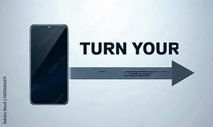 Smooth Phone Rotation Animation with Arrow and Text Prompt – Stylish Device Turn Guide for Social Media UX