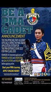PMA Entrance Exam 2025! Apply now! #CCAFP #BeAPMACadet #StartyourPMAJourney #TriumphThroughAdversities #OneAFPOnePhilippines #StrongAFPStrongPhilippines #AFPyoucanTRUST | Philippine Military Academy "Face-Bok"