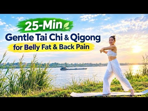 25-Min Gentle Tai Chi & Qigong for Belly Fat & Back Pain | Beginner-Friendly Full Body Workout