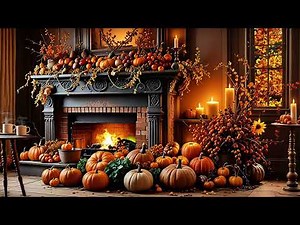 BEAUTIFUL FALL VIBES: Pumpkins, Fireplace , Peaceful Piano and Cello | 4K