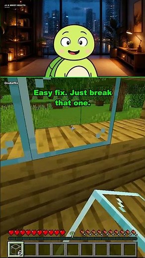 One Glass Block Ruined EVERYTHING! 😱 - JJ & Mikey Reacts #minecraft #jj #memes