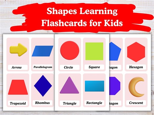 Shapes Learning Flashcards for Kids | Printable Geometry Cards | Learn Basic Shapes – Fun Educational Pack for Preschool - Etsy