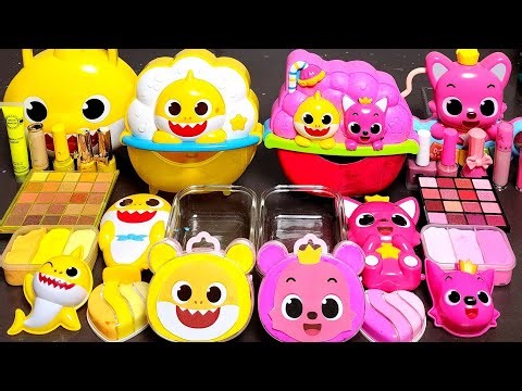 ASMR Baby Shark vs Pinkfong Slime Mixing Random Into Slime! Satisfying Slime#ASMR#Slime#satisfying